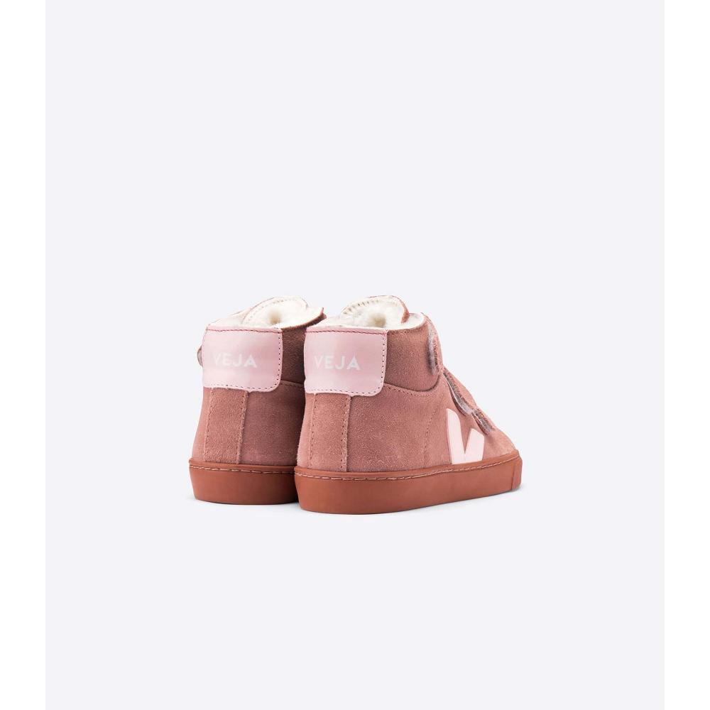 Pink Kids' Veja ESPLAR MID FURED SUEDE High Tops | AU 688QMA